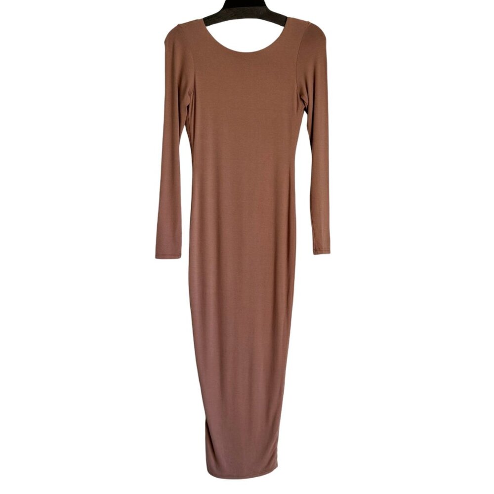 NW Naked Wardrobe Open Back Midi Dress Bodycon Long Sleeve COCO Small NW-D0317